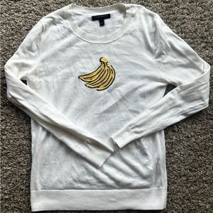 White Sweater with Banana Embroidery